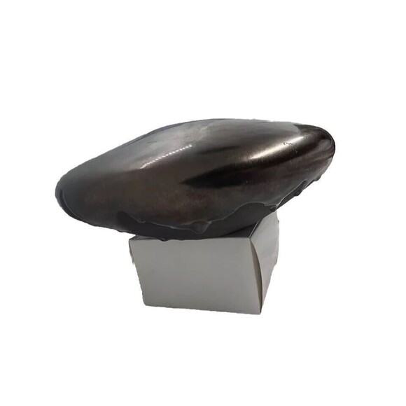 Vintage Haeger Matte Black Bronze Tone Volcanic Drip Lava Glaze Art Pottery UFO - Picture 8 of 14